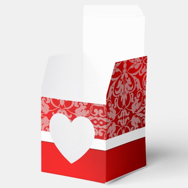 Caja personalizada de favor del corazón de Damasco (Abierto)