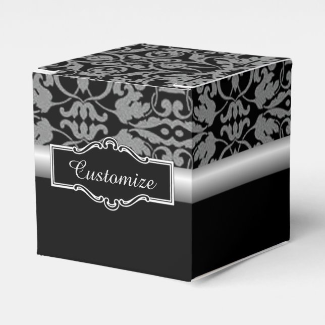 Caja personalizada de favoritos de cubo de Damasco (Costado Anverso)