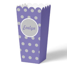 Caja personalizada de palomitas de polka (Lavanda)