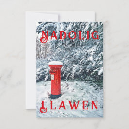 Caja Postal Roja Tradicional y Nieve en los Árbole