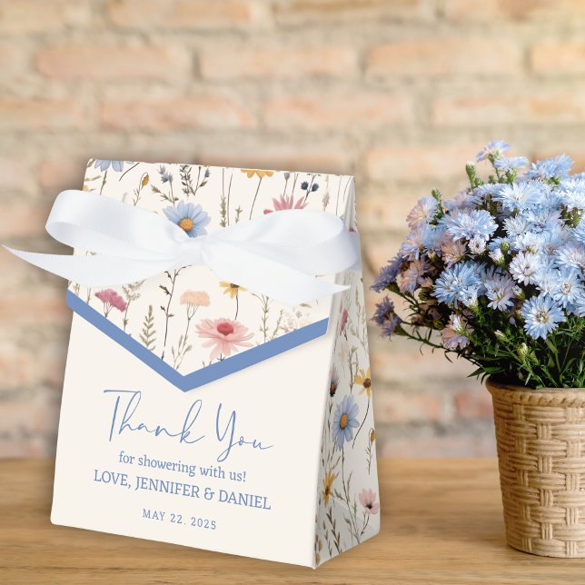 Caja Rustic Blue Baby Shower Favor con Florals (Subido por el creador)