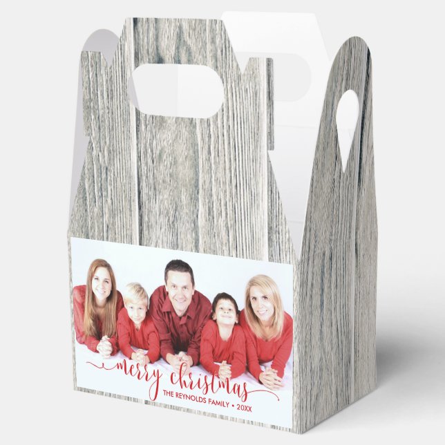 Caja Rustic Wood Merry Christmas Photo Favorito Bo (Abierto)