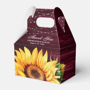 Caja Rustica de Favor de la Boda de Girasol de Mad