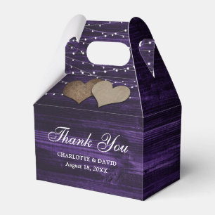 Caja Rustica Simple Purple Wood Favor Box