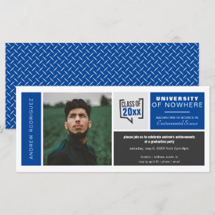 Cajas azules e invitación para graduación amplia d