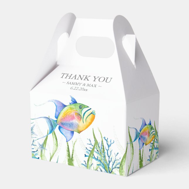 Cajas Baby Shower Favor Acuarela Pescado tropical (Front Side)