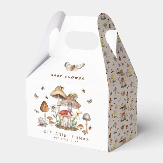 Cajas Baby Shower Favorita de los hongos de Woodla (Reverso)