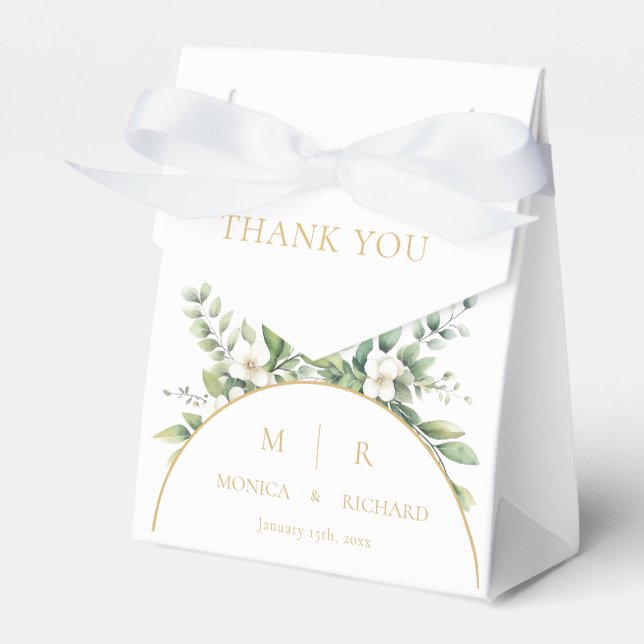 Cajas blancas de regalos de boda con monograma bot (Front Side)