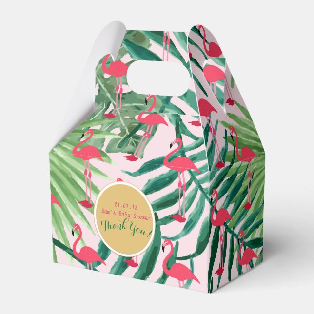 Cajas con Alero Personalizadas Flamingos Hoja Trop (Front Side)