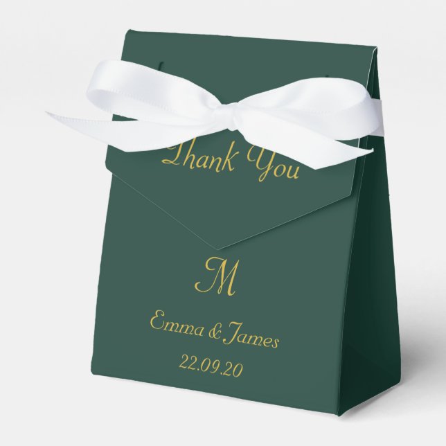Cajas de agradecimiento de boda con monograma de D (Front Side)