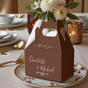 Cajas de agradecimiento de boda minimalista con gu