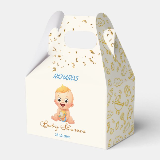 Cajas de Baby Shower ricas amarillas (Front Side)