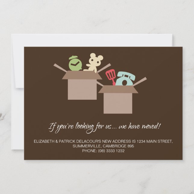 Cajas de cartón Invitación marrón en movimiento (Anverso)