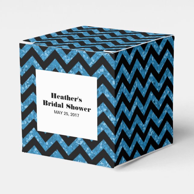 Cajas de ducha de Purpurina Blue Chevron (Costado Anverso)