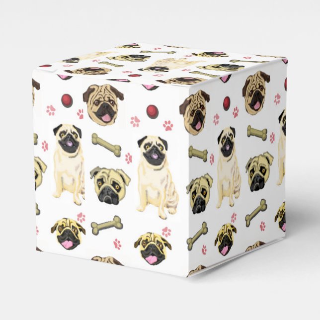 Cajas de Favor con Tema de Pug (Costado Anverso)