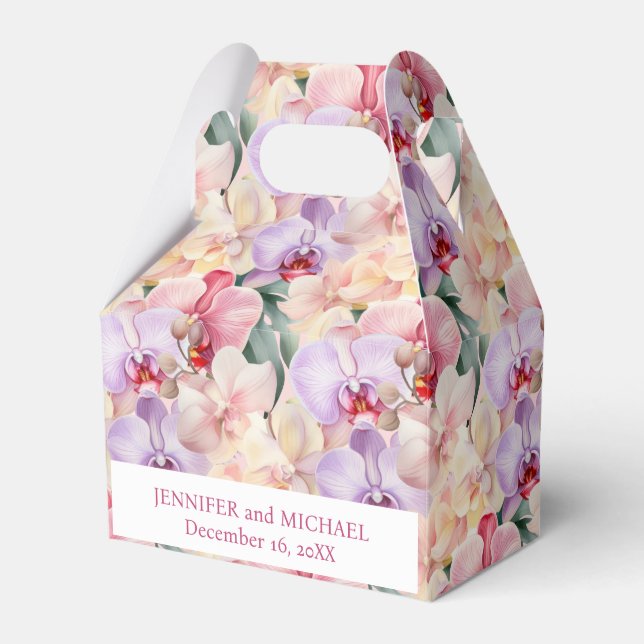 Cajas de Favor de Acuarela de Orquídeas Pastel (Front Side)