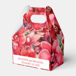 Cajas de Favor de Acuarela de Orquídeas Rojas