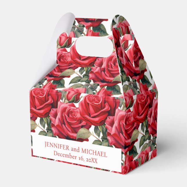 Cajas de Favor de Acuarela de Rosas Rojas (Front Side)