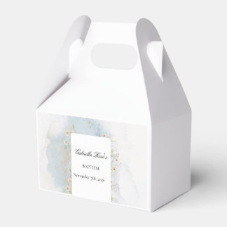 Cajas de Favor de Bautizo con Cruz y Acentos Flora