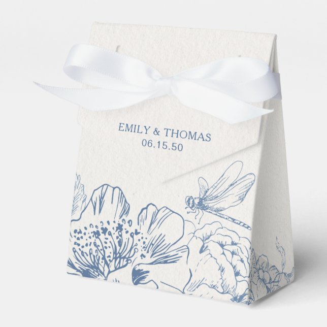 Cajas de Favor de Boda Chinoiserie floral (Front Side)