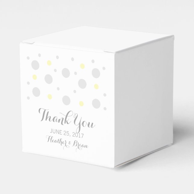 Cajas de Favor de Boda de Confetti Amarillo Gris (Costado Anverso)