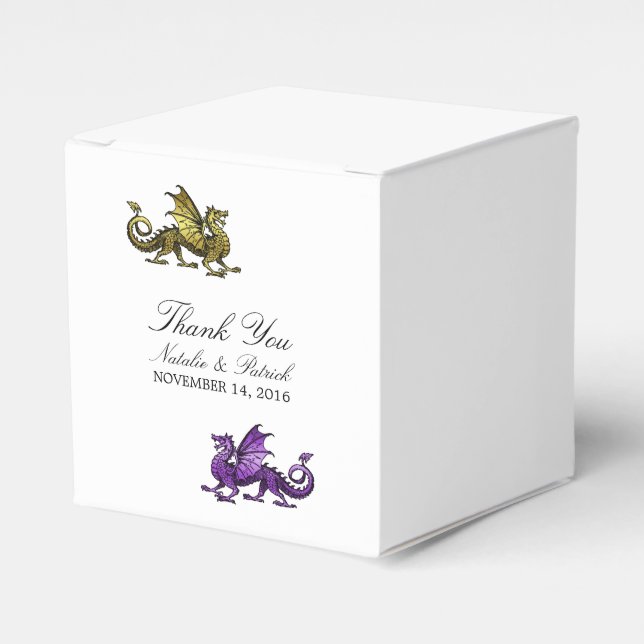 Cajas de Favor de Boda de Dragón Púrpura de Oro (Costado Anverso)