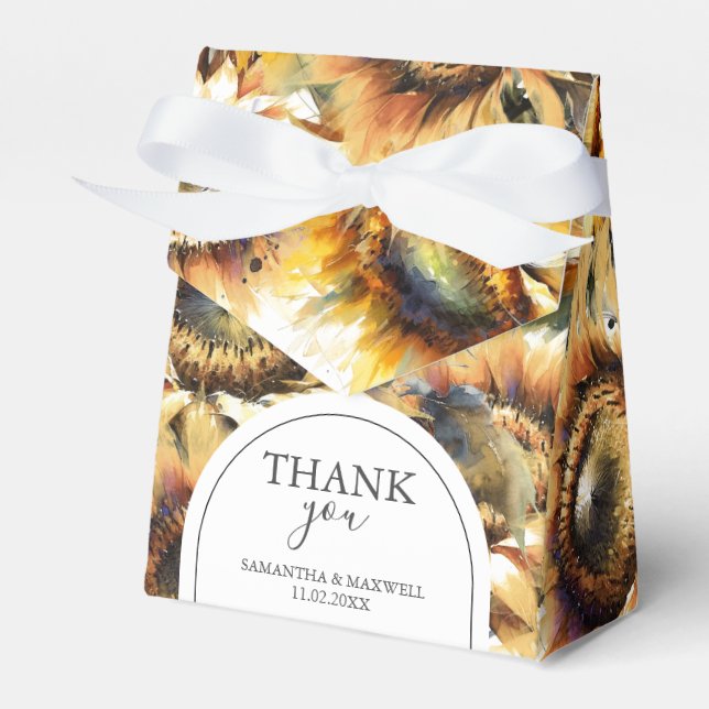 Cajas de Favor de Boda de Girasoles (Front Side)