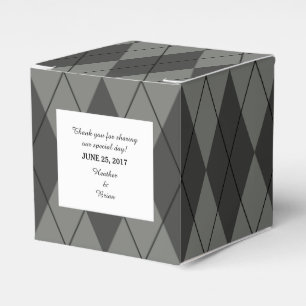 Cajas de Favor de Boda Gris Argyle