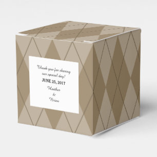 Cajas de Favor de Boda Mocha Argyle