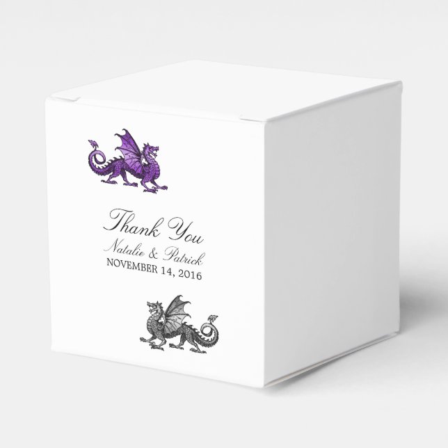 Cajas de Favor de Boda Purple Silver Dragon (Costado Anverso)