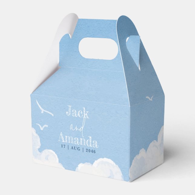 Cajas de Favor de Bodas de Boda de cielo azul clar (Front Side)