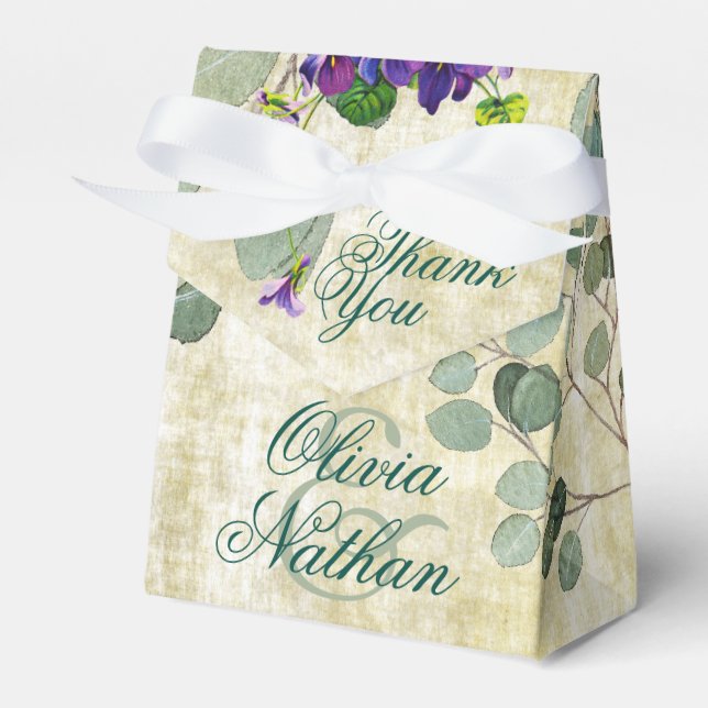 Cajas de favor de bodas de bodas de eucalipto (Front Side)