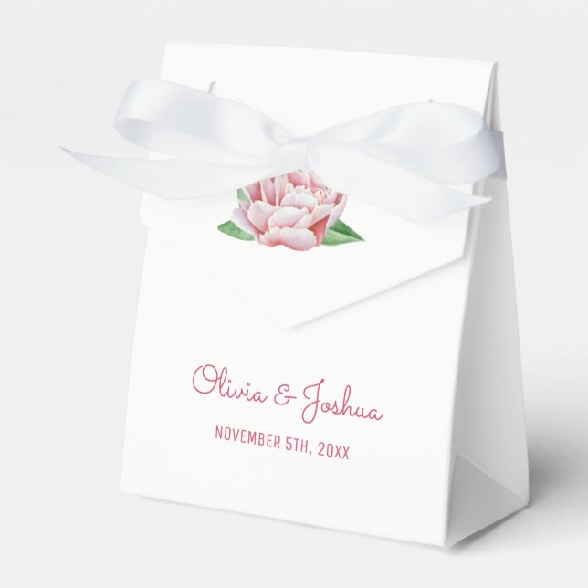 Cajas de Favor de Bodas de Pink Peonies (Front Side)