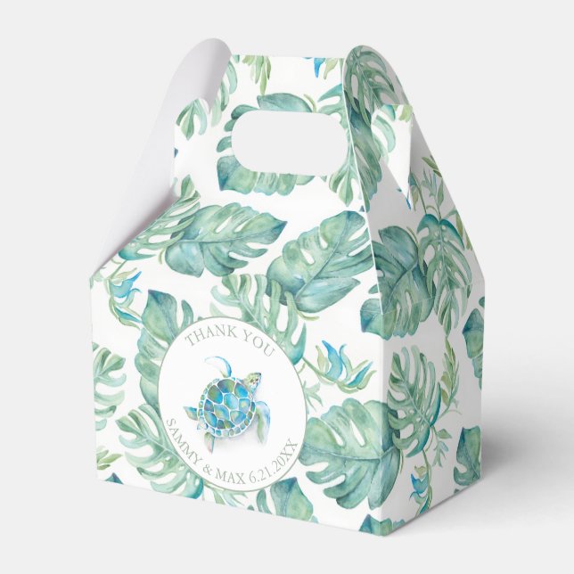 Cajas de Favor de Bodas Gracias Destino Tropical (Front Side)