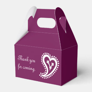 Cajas de Favor de Corazones Paisley Dulces en Vino