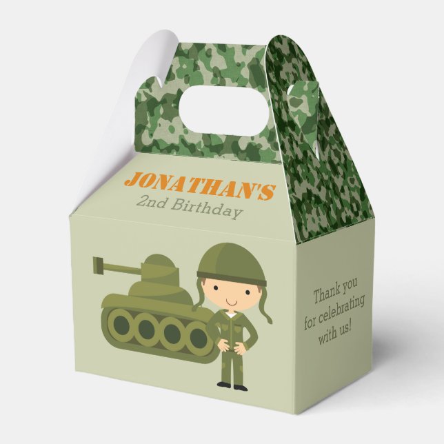 Cajas de Favor de Cumpleaños del Ejército Niños So (Front Side)