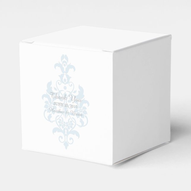 Cajas de Favor de Damask Sutiles Azules (Costado Anverso)