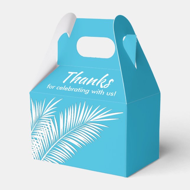 Cajas de Favor de Fiesta con Palmas Blancas sobre  (Front Side)
