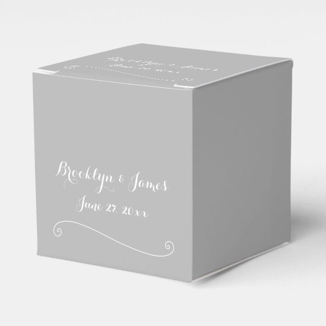 Cajas de Favor de la Boda Blanca Gris personalizad (Costado Anverso)