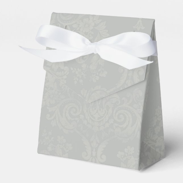 Cajas de favor de la boda de Damasco plateado (Front Side)