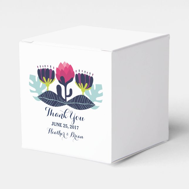 Cajas de Favor de la Boda Floral Funky (Costado Anverso)