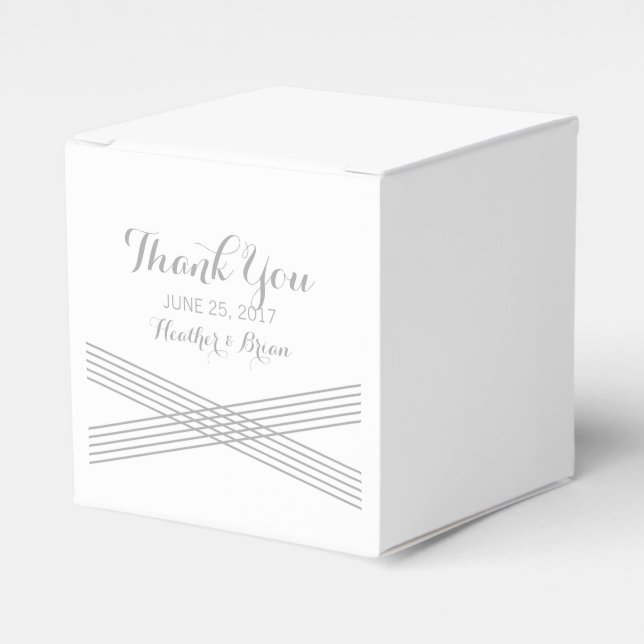 Cajas de Favor de la Boda Gris Moderno Deco (Costado Anverso)