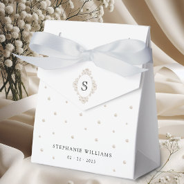 Cajas de Favor de la Ducha Bridal de Perlas Blanca