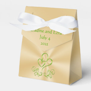 Cajas de Favor de Oro y Boda Verde de Pedido Espec