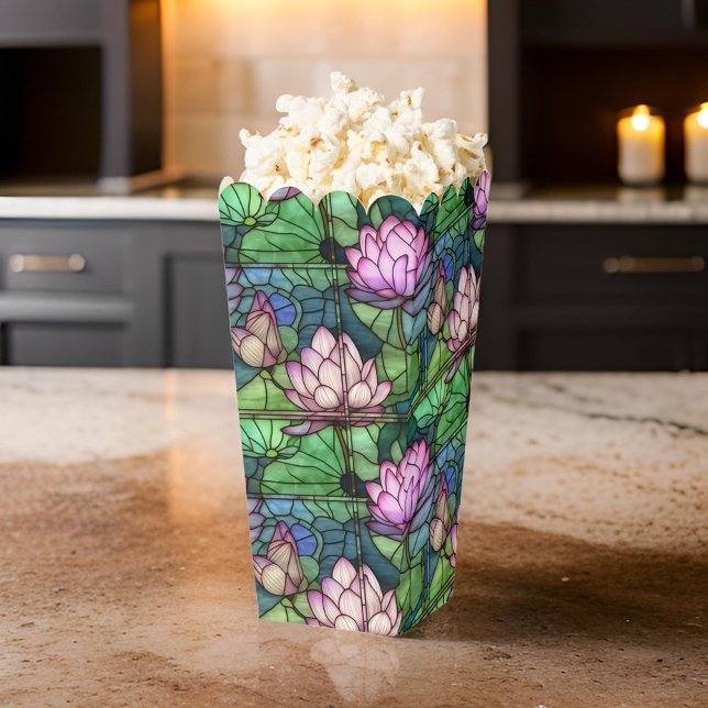 Cajas de Favor de Palomitas de Vidrio Pintado con  (Add charm to your event with Stained Glass Lotus Popcorn Favor Boxes! 🎉 )