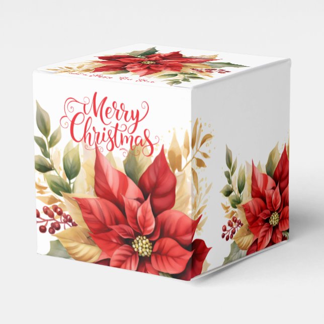 Cajas de Favor de Poinsettias (Costado Anverso)