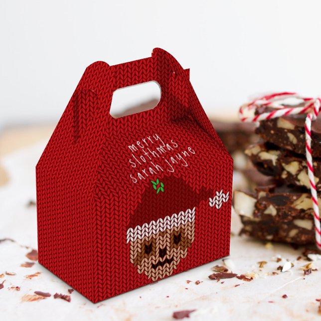 Cajas de Favor de Santa Sloth de la Navidad de la  (We wish you a Merry Slothmas with a happy new favor box! Just add your greeting)
