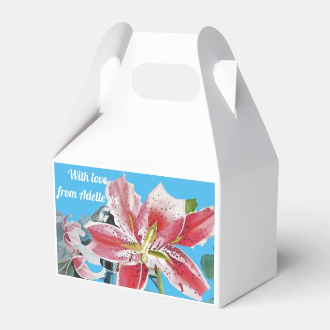 Cajas de Favor de Torta de Fiesta de Té Flor (Front Side)