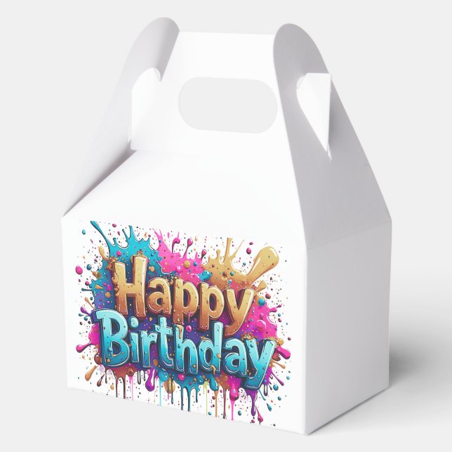 Cajas de Favor del Cumpleaños Feliz - ¡Una Sorpres (Anverso)
