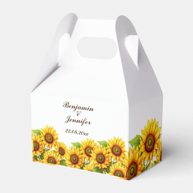 Cajas de Favor del Girasol Boho para los favores d (Front Side)
